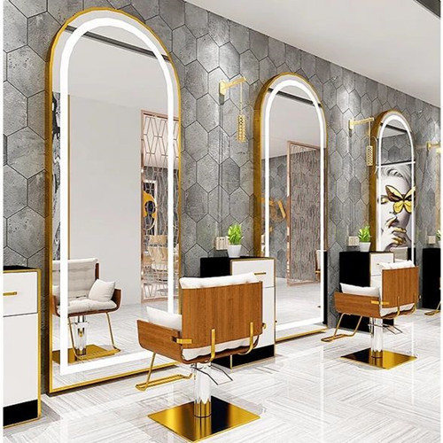 European LED Arch Wall Mounted Salon Gold Mirror