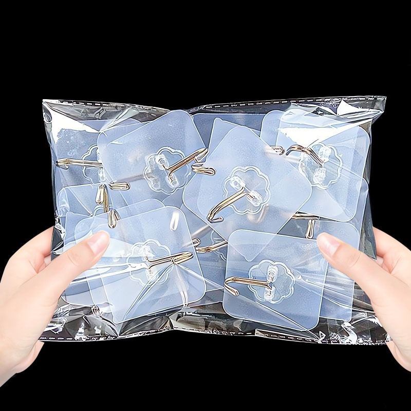 Strong Transparent Adhesive Wall Hooks — Set of 24